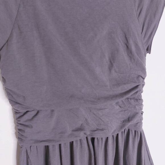 Garnet Hill Grey Knit Piazza Cap Sleeve Ruffle Ruched Dress Small - Picture 7 of 9